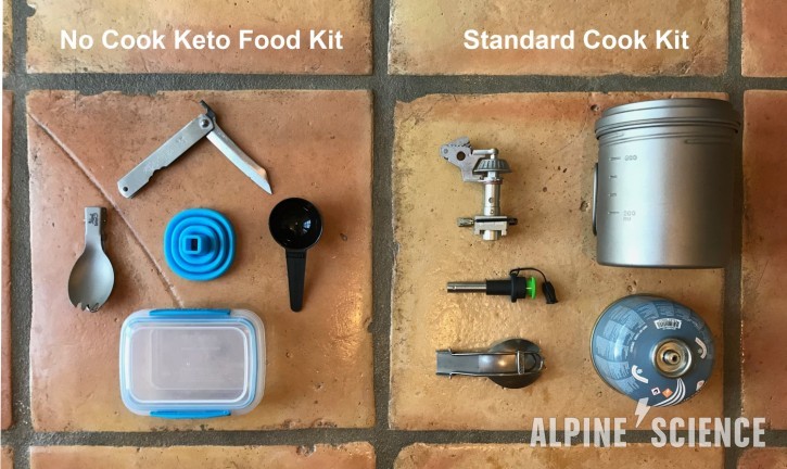 Ultralight Backpacking Cook Kit and Keto Backpacking Food Pre Kit